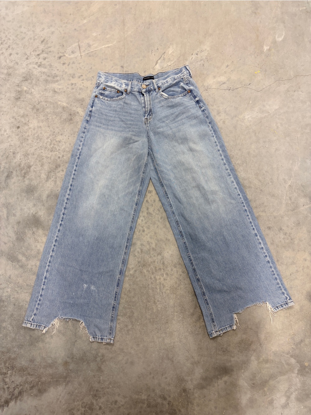 Sincerely Jules Light Blue Straight-Leg Jeans with Frayed Hem